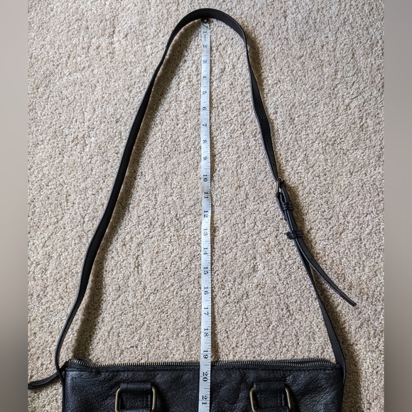 American Leather Co. Jamestown Black Double Top Handle Shoulder Crossbody Bag - Picture 14 of 16